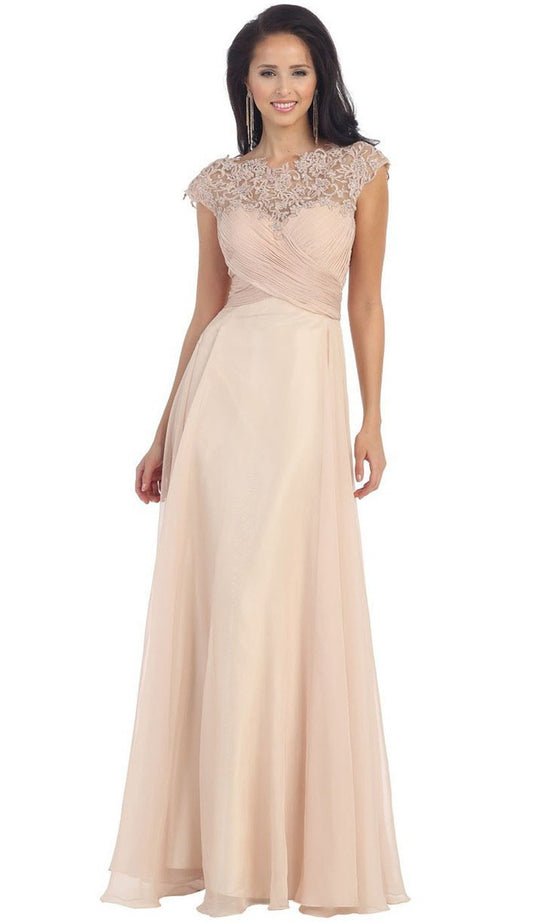 Embellished Illusion Bateau A-line Evening Dress