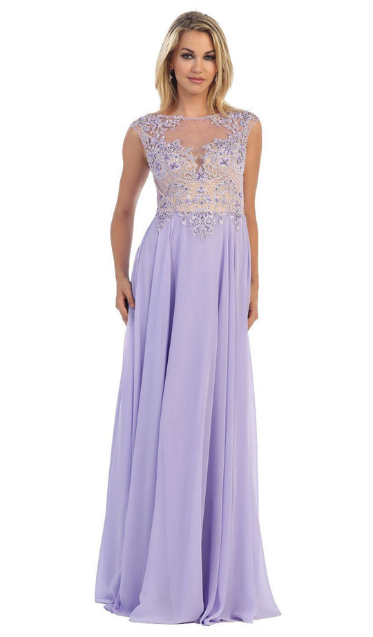 May Queen - Embellished Illusion Bateau A-line Prom Dress