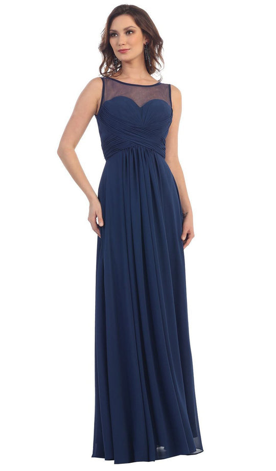 Laced-Up Illusion Neck A-Line Prom Dress