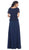 Short Sleeve Embroidered Bateau Neck A-line Evening Dress