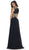 May Queen Gilded Lace Illusion Bateau A-line Evening Dress MQ1460 In Black