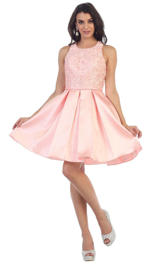 Lace Jewel A-line Cocktail Dress