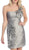 Rosette Accented Asymmetrical Sheath Cocktail Dress