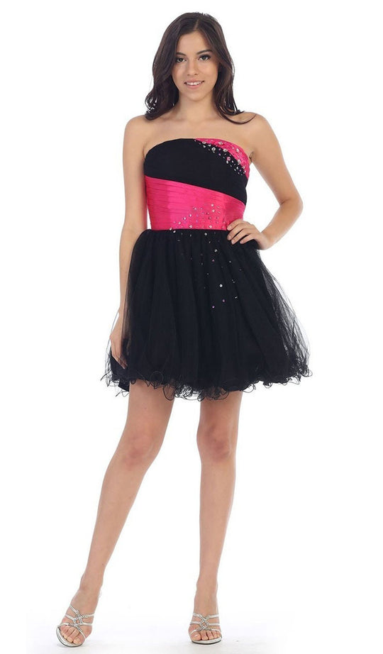 May Queen - Strapless Pleated Straight-Across Cocktail Dress