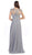 Bejeweled Cap Sleeve Illusion Scoop Evening Dress