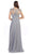 May Queen - Bejeweled Cap Sleeve Illusion Scoop Evening Dress
