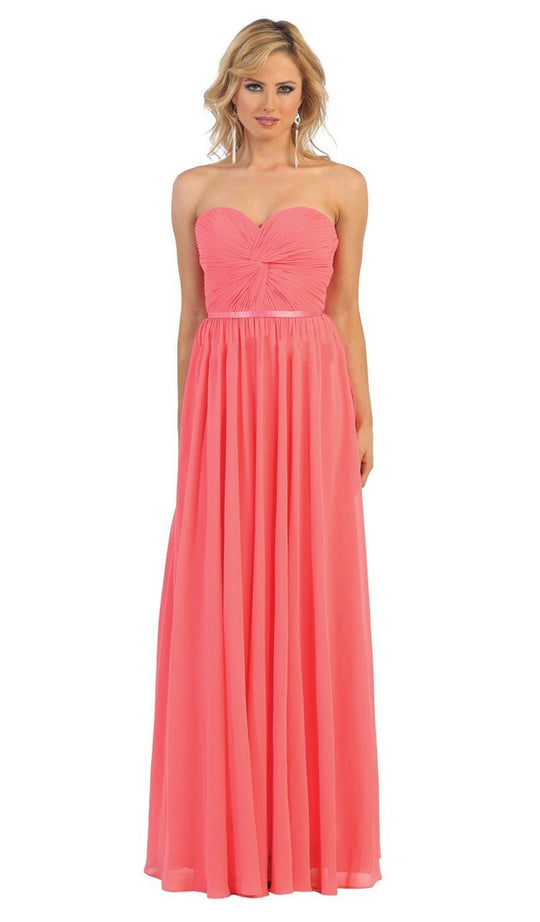 Strapless Ruched Sweetheart Chiffon Prom Dress