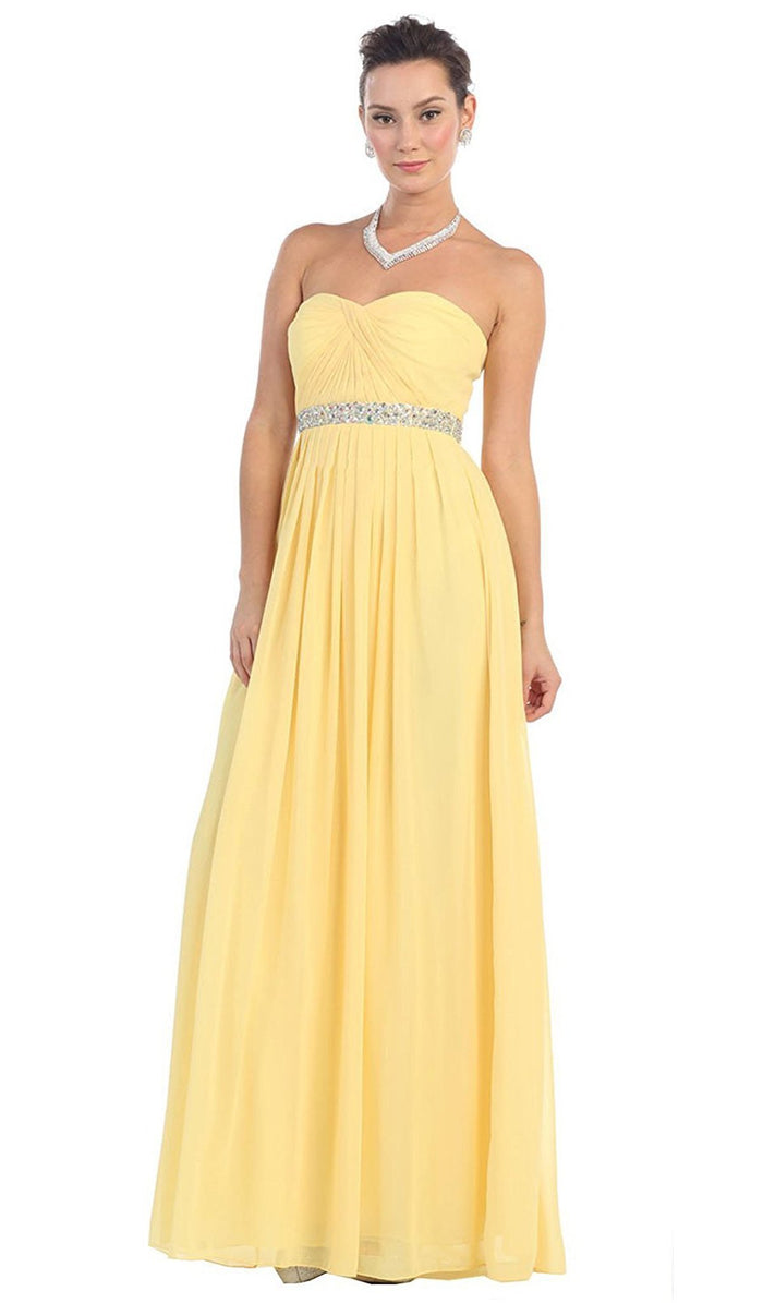 Strapless Sweetheart Rhinestone Chiffon Prom Dress