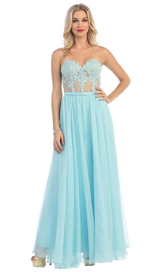 Beaded Floral Chiffon Prom Dress