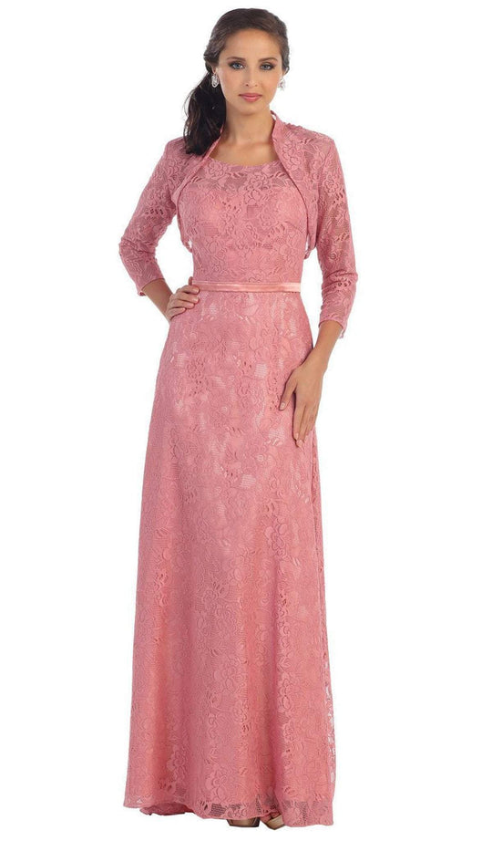 May Queen - Sleeveless Floral Evening Dress in Pink
