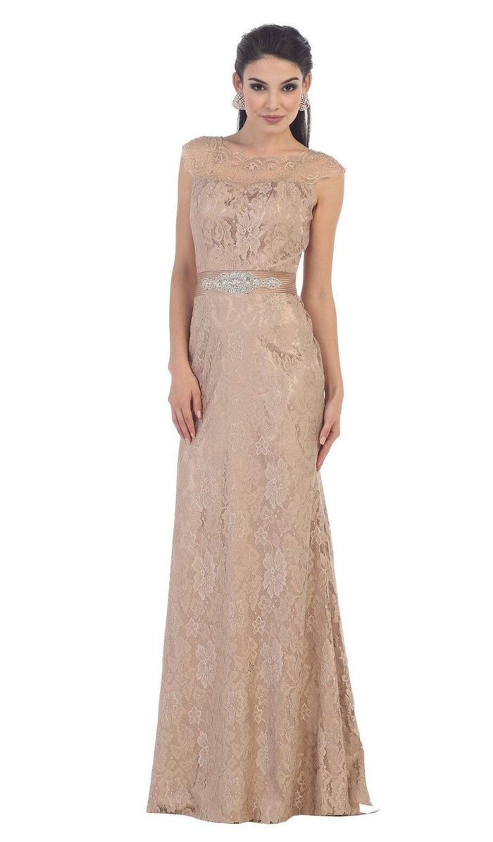 Charming Cap Sleeved Bateau Neck Long Formal Dress