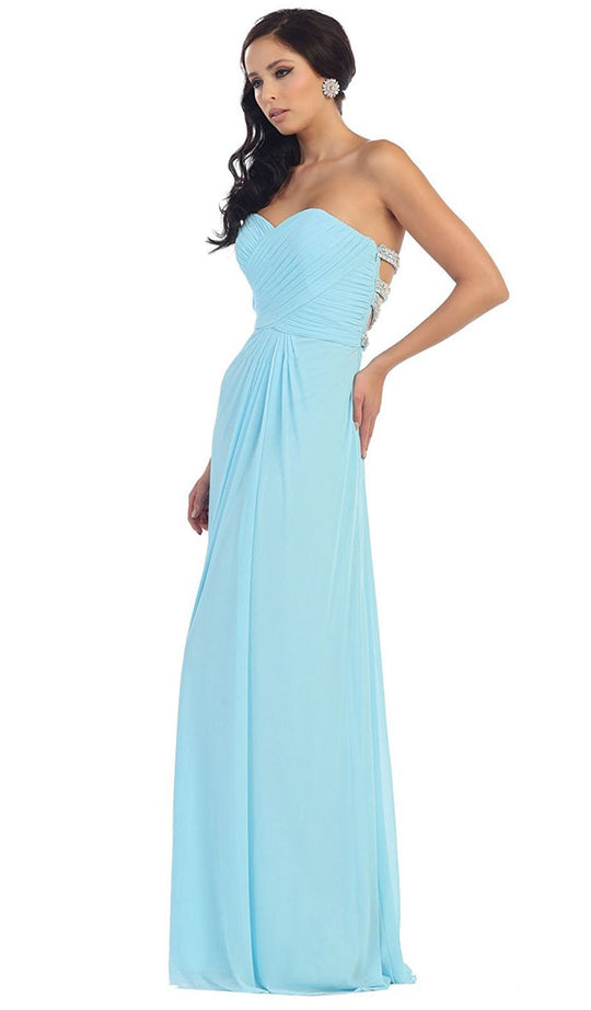 Strappy Pleated Evening Dress