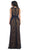  May Queen - MQ1270 Sleeveless V-Neck Lace Evening Gown In Blue And Nude