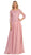 Quarter Sleeve Lacy Chiffon Evening Gown