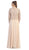 May Queen - MQ1288 Exquisite Bateau Lace Long Evening Dress with Lace Jacket In Nude