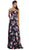 May Queen - MQ1403 Strapless Floral Print Evening Gown In Blue and Pink 