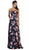 Strapless Floral Print Evening Gown