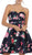 May Queen - MQ1404 Strapless Floral Print Cocktail Dress