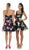 Strapless Floral Print Cocktail Dress
