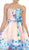 May Queen - MQ1408 Strapless Pleated Floral Cocktail Dress In Pink And Multi-Color