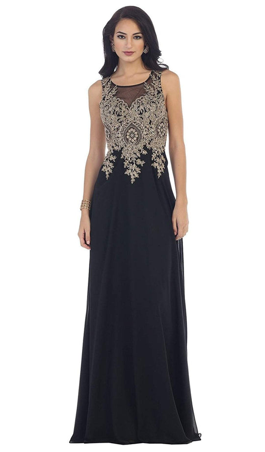 Illusion Ornate Lace Prom Gown