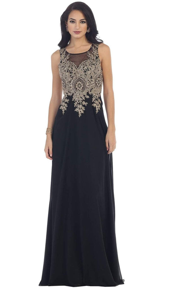 Embellished Illusion Scoop A-line Prom Dress
