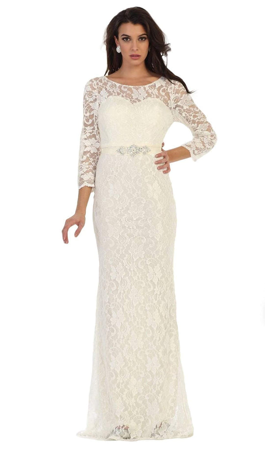 Lace Illusion Bateau Sheath Mother of the Bride Dress