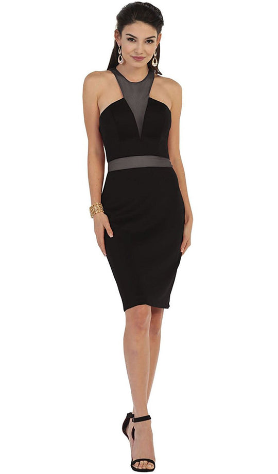 Illusion Halter Sheath Cocktail Dress