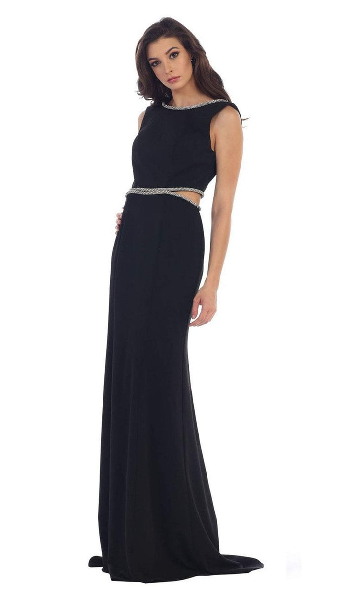 Sleeveless Embellished Low V-Back Evening Dress