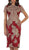 Embroidered Short Sleeve Column Formal Dress