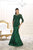 May Queen - MQ1501 Bateau Illusion Lace Trumpet Dress in Green