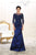 May Queen - MQ1501 Bateau Illusion Lace Trumpet Dress in Blue