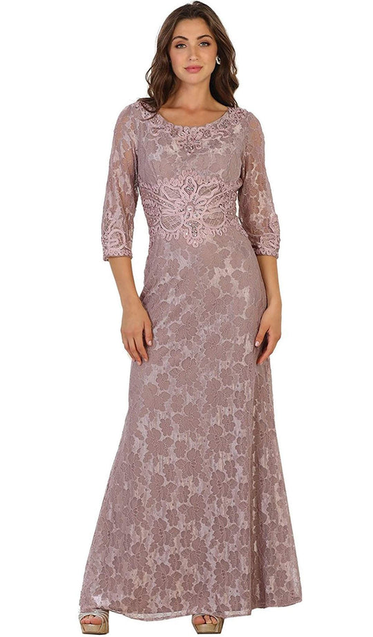 Quarter Length Sleeve Lace Evening Dress