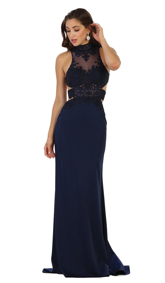 Embroidered High Sheath Prom Dress