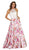 Halter Floral Print Jacquard A-line Evening Dress