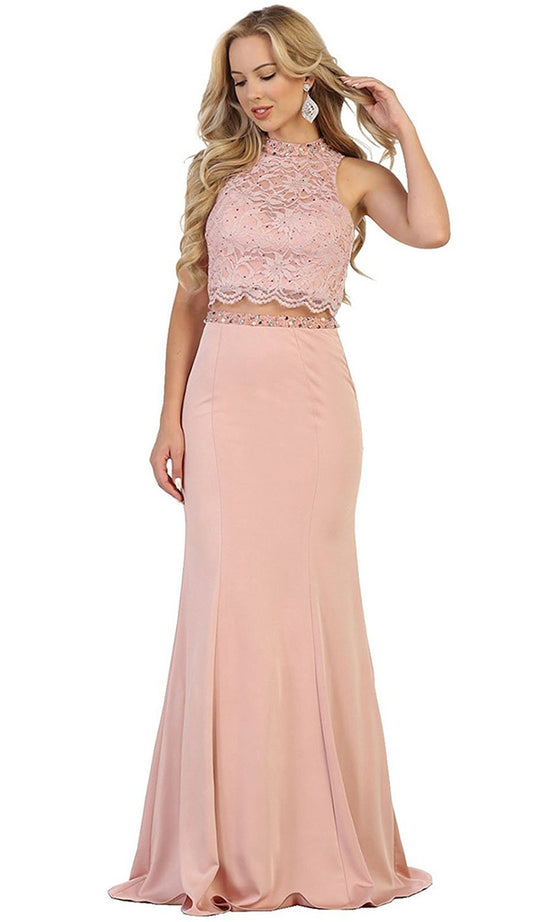 May Queen - Two Piece Embellished Sheath Evening Dress
