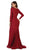 May Queen - Ruched Plunging V-Neck Long Sleeves Gown In Red