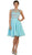 May Queen - MQ1535 Floral Detailed Illusion Jewel A-line Cocktail Dress In Blue