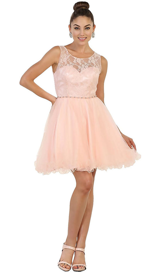 Illusion Lace A-Line Cocktail Dress