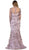 Floral Lace Illusion Bateau Sheath Evening Dress