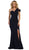 Fitted One Shoulder Strap Evening Dress with Slit
