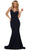 Dual Banded Fitted Trumpet Evening Dress