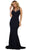Dual Banded Fitted Trumpet Evening Dress