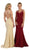 Dual Banded Fitted Trumpet Evening Dress