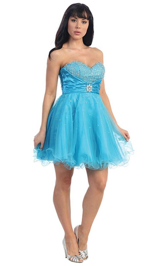 Bejeweled Bodice Strapless Sweetheart Cocktail Dress