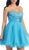 May Queen - MQ697 Bejeweled Bodice Strapless Sweetheart Cocktail Dress In Blue