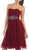 Pleated Sweetheart Bejeweled Waist Cocktail Dress