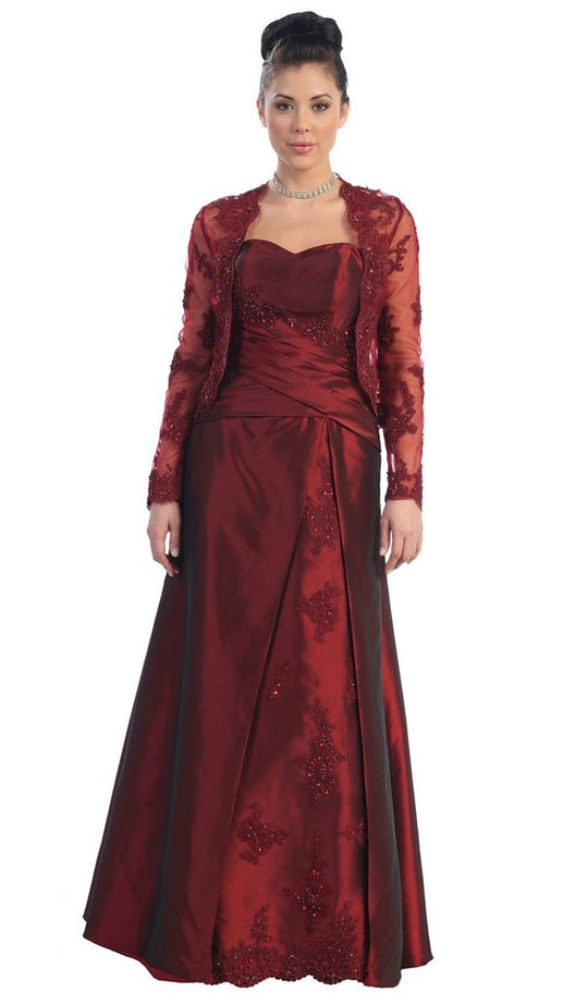 Appliqued Pleat Ornate Mother of the Bride