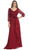 Sheer Long Sleeve Floral Accented A-Line Evening Dress