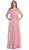 May Queen - MQ831 Tiered Chiffon Surplice V-Neck Formal Dress In Pink
